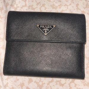 black leather prada wallet